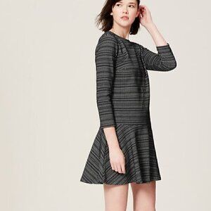 LOFT Drop Waist Geo Print 3/4 Sleeve Dress Sz XS